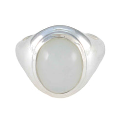 Paula Glamorous White Solitaire Ring Rainbow Moonstone White