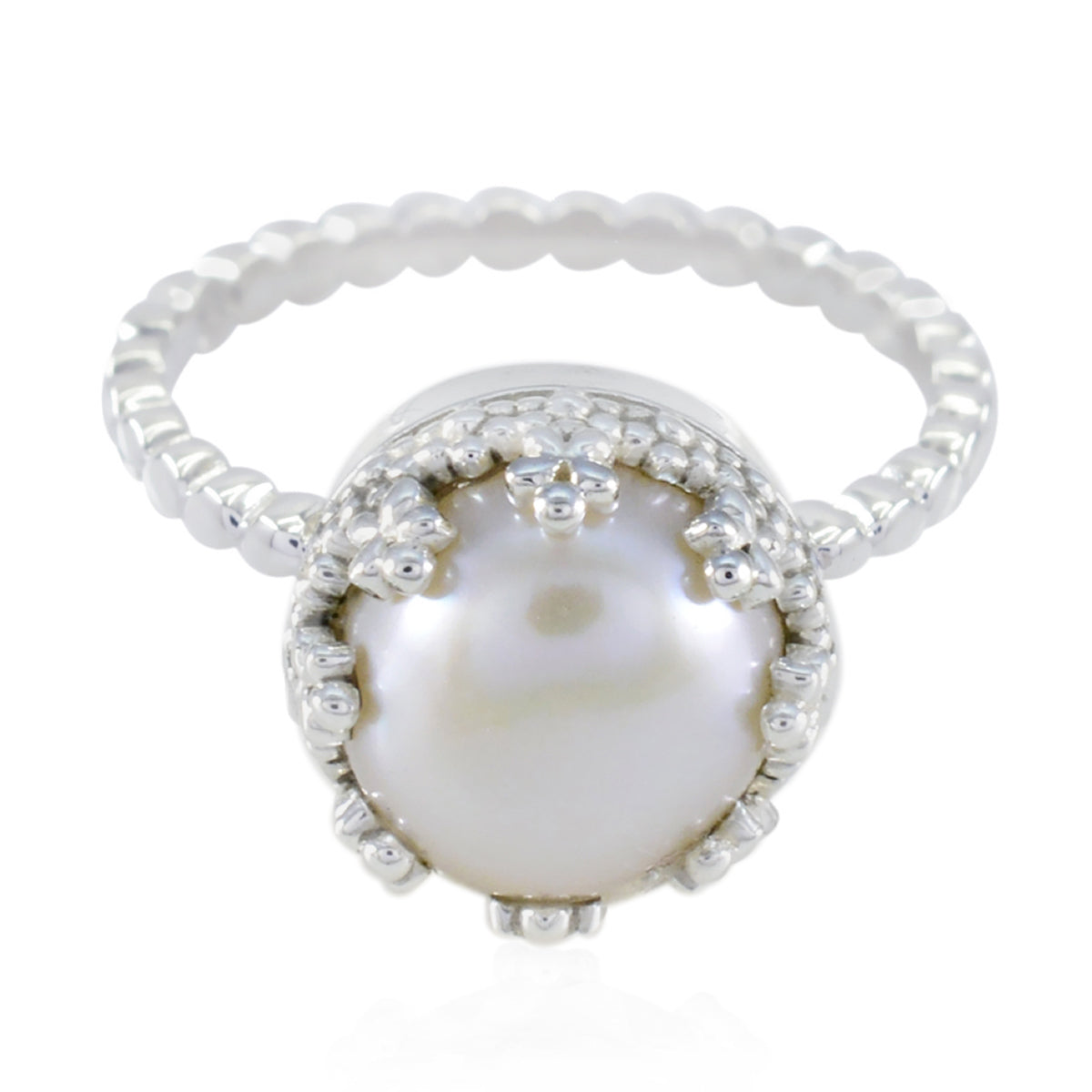 Ayesha Contemporary White Solitaire Ring Pearl White