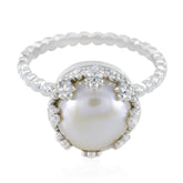 Ayesha Contemporary White Solitaire Ring Pearl White