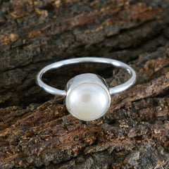 Chen White Solitaire Ring with Pearl Accent