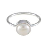 Chen White Solitaire Ring with Pearl Accent Pearl White