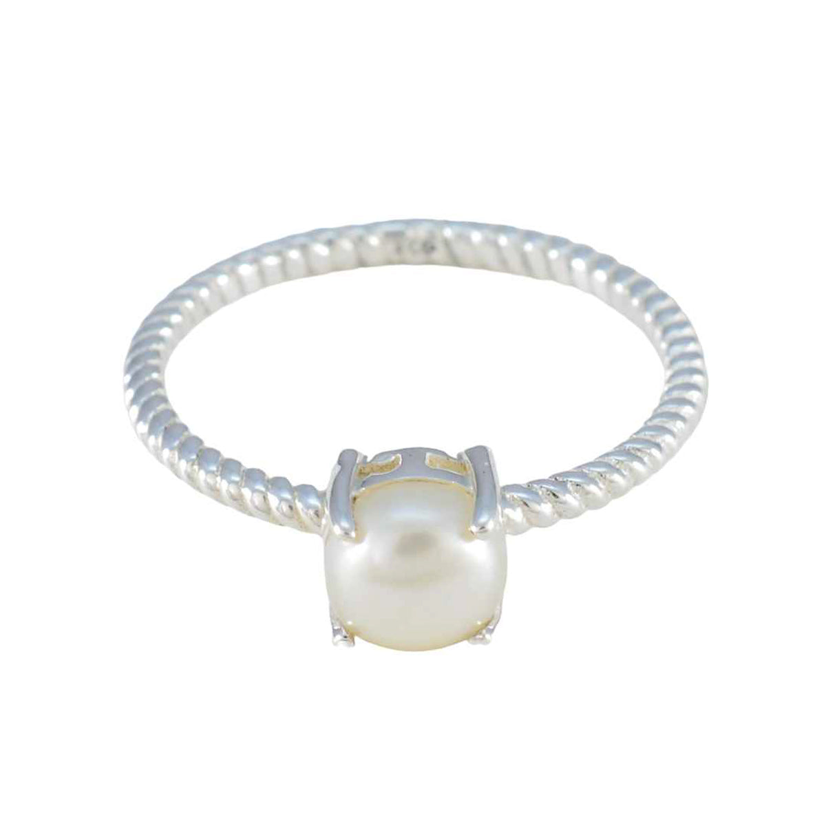 Mei White Solitaire Ring with Elegant Pearl Accent Pearl White