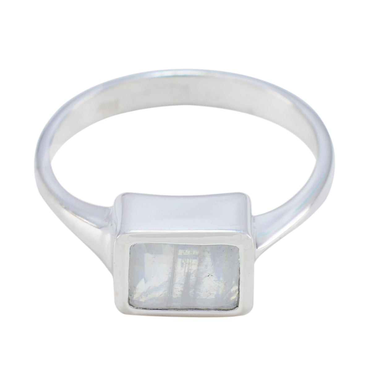 Araya Luxurious White Solitaire Ring Rainbow Moonstone White