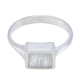 Araya Luxurious White Solitaire Ring Rainbow Moonstone White