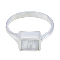 Araya Luxurious White Solitaire Ring Rainbow Moonstone White