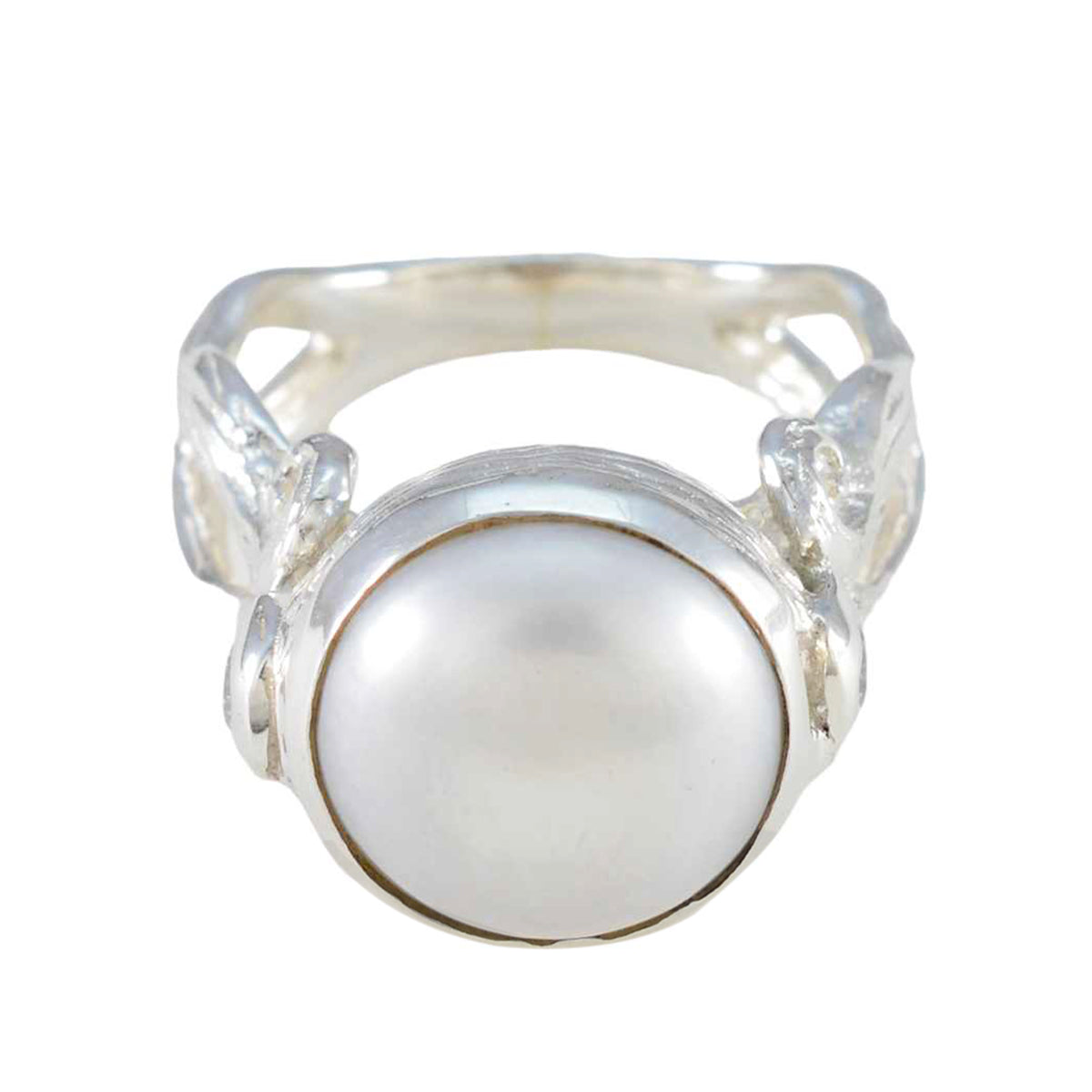 Cecilia Contemporary White Solitaire Ring Pearl White