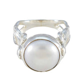 Cecilia Contemporary White Solitaire Ring Pearl White