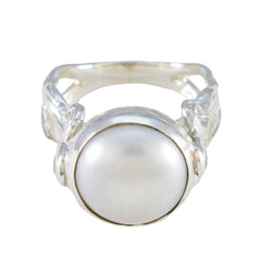 Cecilia Contemporary White Solitaire Ring Pearl White