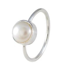 Chen White Solitaire Ring with Pearl Accent