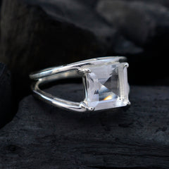Ivy White Solitaire Ring with Square Gemstone