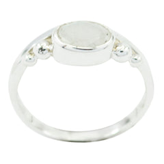 Hannah White Solitaire Ring for Timeless Elegance Rainbow Moonstone White