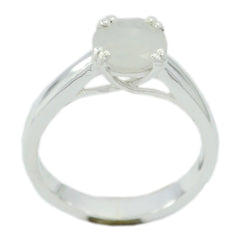 Emma Elegant White Solitaire Ring with Classic Design Rainbow Moonstone White