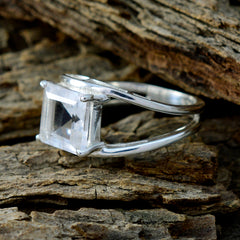 Ivy White Solitaire Ring with Square Gemstone