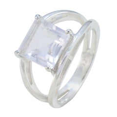 Ivy White Solitaire Ring with Square Gemstone