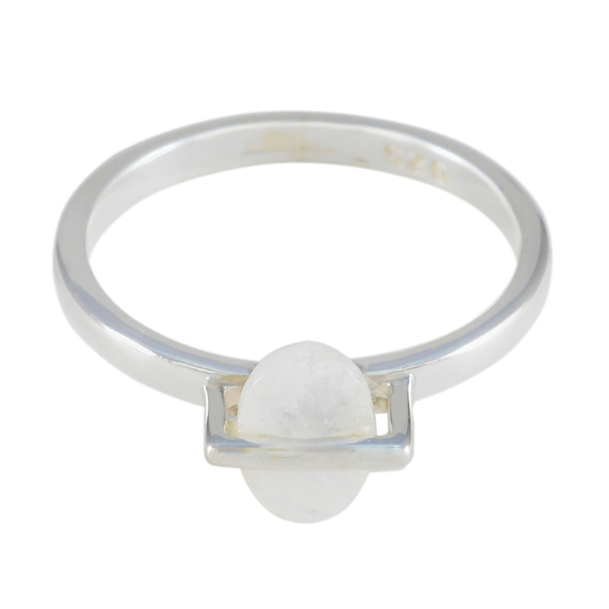Eleanor Glamorous White Solitaire Ring Rainbow Moonstone White