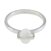 Eleanor Glamorous White Solitaire Ring Rainbow Moonstone White