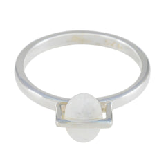 Eleanor Glamorous White Solitaire Ring Rainbow Moonstone White