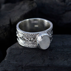 Luna White Solitaire Statement Jewelry Silver Ring