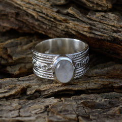 Luna White Solitaire Statement Jewelry Silver Ring