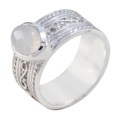 Luna White Solitaire Statement Jewelry Silver Ring