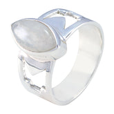 Chloe white solitaire statement ring with marquise gemstone set in silver band