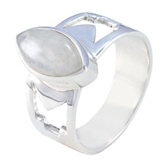 Chloe white solitaire statement ring with marquise gemstone set in silver band