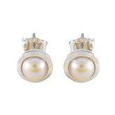 Micaela White Solitaire Stud Earrings for Every Occasion Pearl White Stud