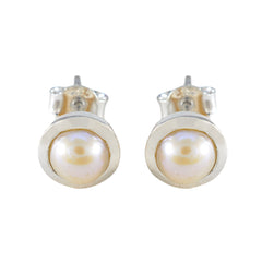 Micaela White Solitaire Stud Earrings for Every Occasion Pearl White Stud