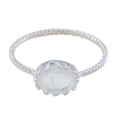 Maria White Solitaire Twist Ring with Elegant Design Rainbow Moonstone White