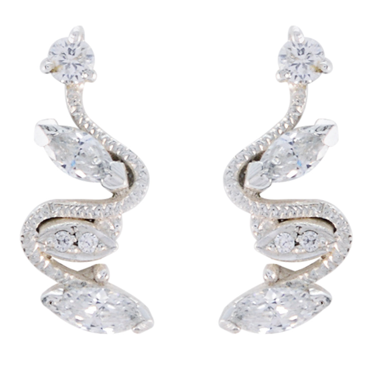 Laura White Stud Earrings for Women - Elegant Gemstone Style White CZ White Stud