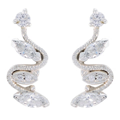 Laura White Stud Earrings for Women - Elegant Gemstone Style White CZ White Stud