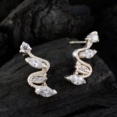 Laura White Stud Earrings for Women - Elegant Gemstone Style