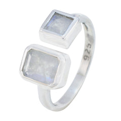 Lara white toi et moi ring sterling silver open band with two bezel set rectangular moonstones