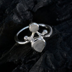 Priya silver white toi et moi ring featuring two polished stones on a sleek band