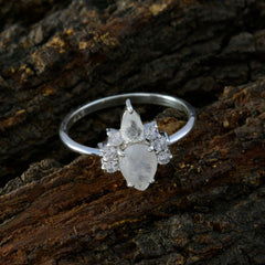 Natcha white toi et moi ring with pear-shaped and round stones on silver band