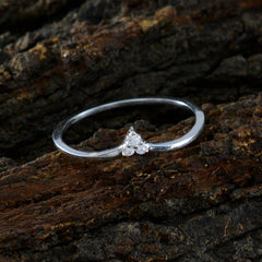 Katharina delicate white trilogy ring for women with three small pear diamonds on a slim polished band