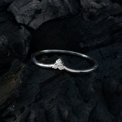 Katharina white trilogy ring for women thin white gold band with three small round diamonds