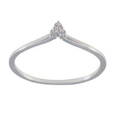 Katharina white trilogy ring for women delicate V shaped white gold band with three small round diamonds