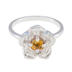 Ayesha Floral Yellow Solitaire Ring Citrine Yellow