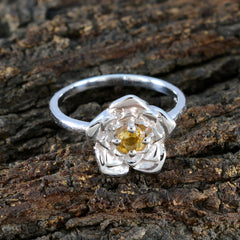 Ayesha Floral Yellow Solitaire Ring