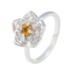 Ayesha Floral Yellow Solitaire Ring