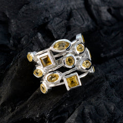 Evelyn yellow gemstone abstract ring with multiple yellow stones set in silver band