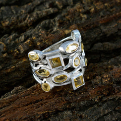Evelyn silver yellow gemstone abstract ring with multiple yellow stones in various shapes