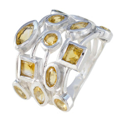 Evelyn yellow gemstone abstract ring with multiple yellow stones set in silver band design