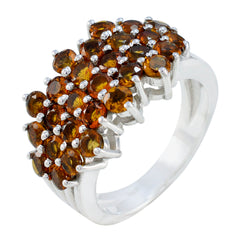 Valentina sterling silver yellow gemstone cocktail ring with clustered round stones for evening wear