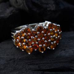 Valentina yellow gemstone cocktail ring in sterling silver with clustered warm amber stones