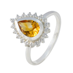 Riley Yellow Gemstone Halo Ring with Sterling Silver