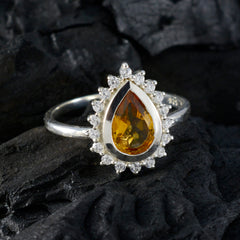 Riley Yellow Gemstone Halo Ring with Sterling Silver