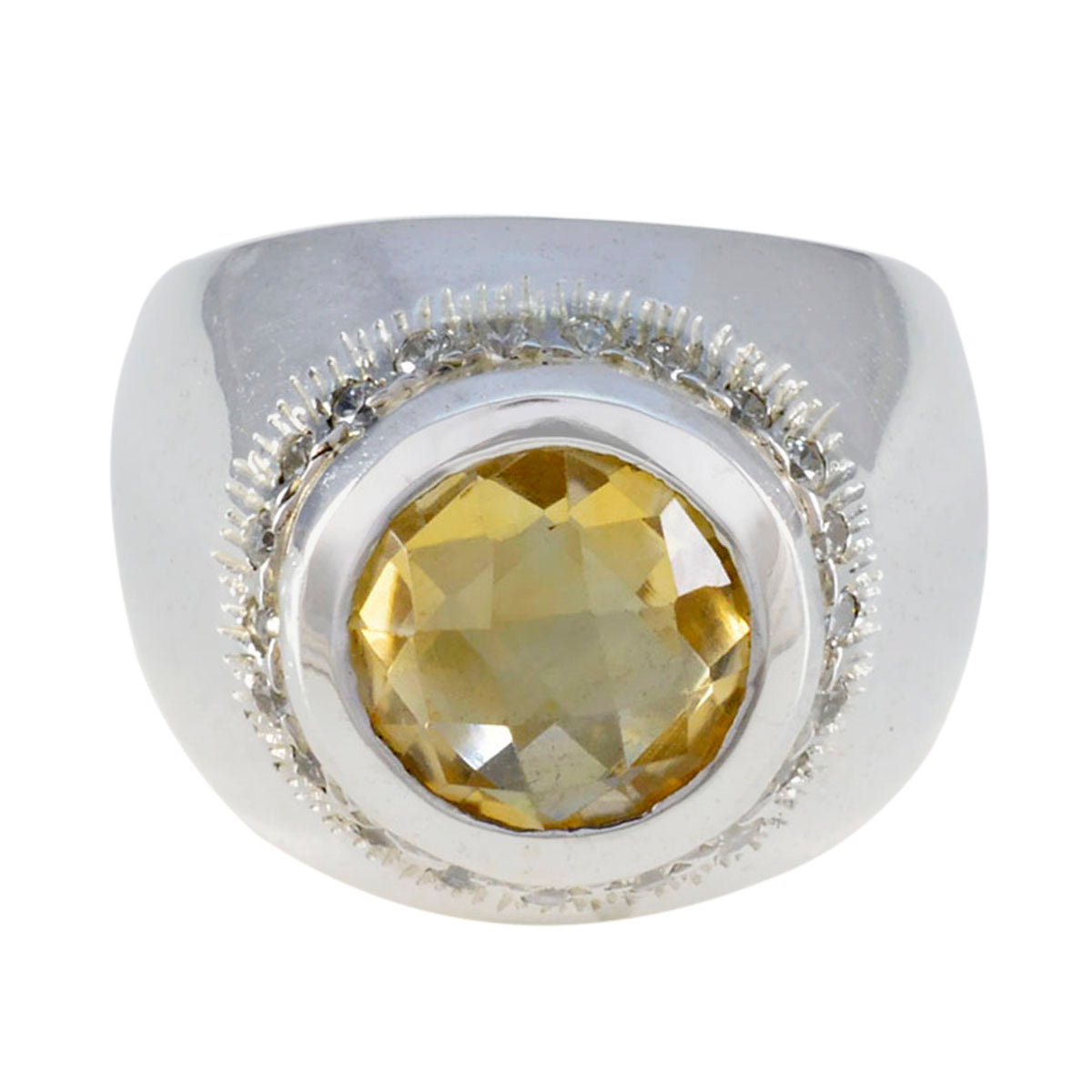 Addison Yellow Gemstone Halo Ring in Sterling Silver Citrine Yellow