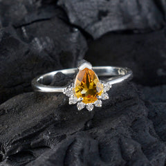 Ha-eun Yellow Gemstone Halo Ring with Silver Band